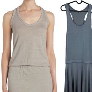 James Perse Scoop Neck Blouson Ruched Racerback Tank Dress Grey Size 1 = Small